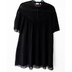 Wilfred Black Sheer Lace Blouse XS | Babydoll Chiffon Top Aritzia Romantic Boho